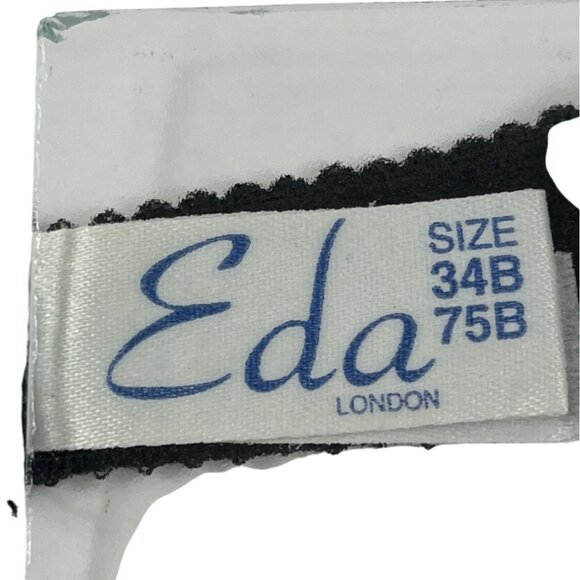 Eda London Lace & Satin Black & Teal Bra 34B - Picture 3 of 5